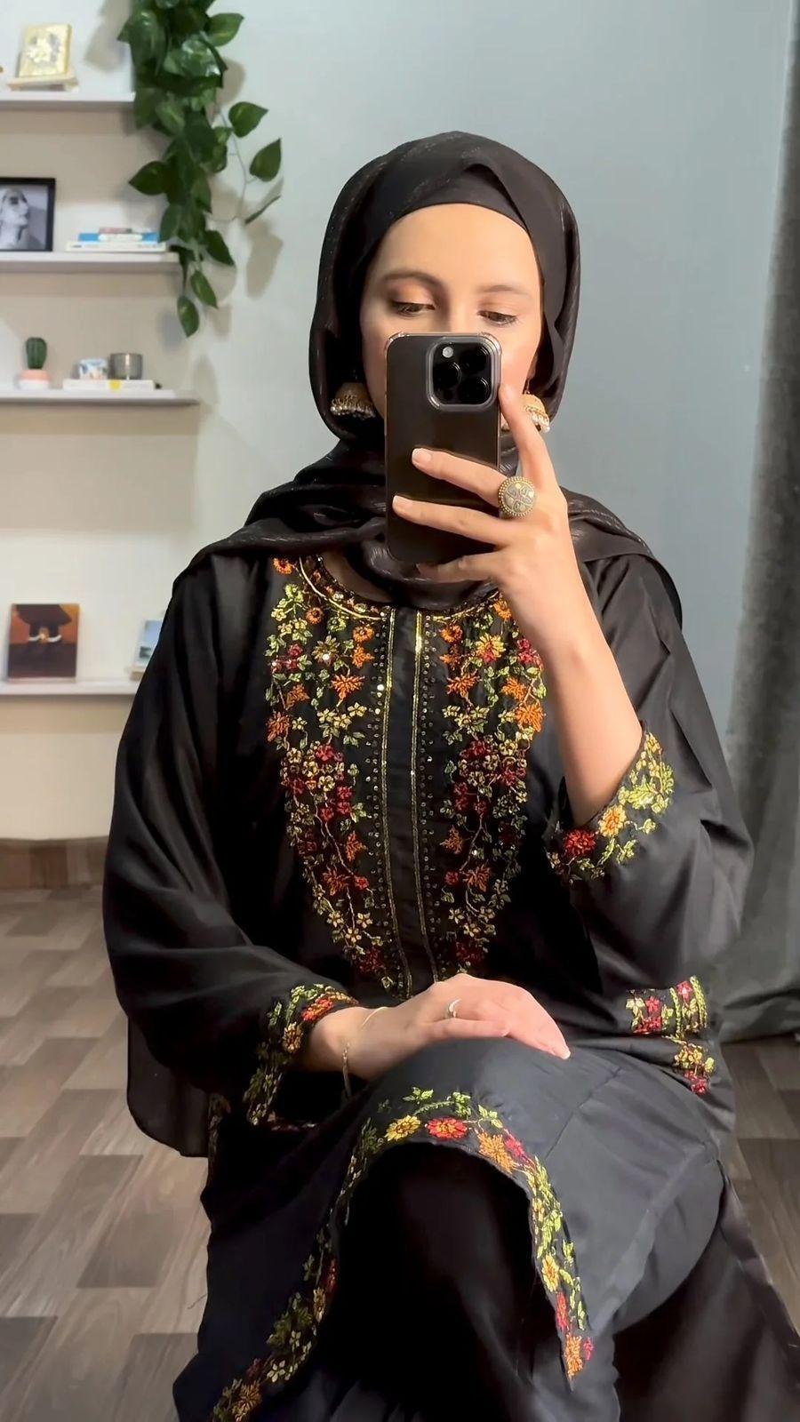 Chic Women's Stitched Embroidered Shirt And Trouser Set - 2 Pcs