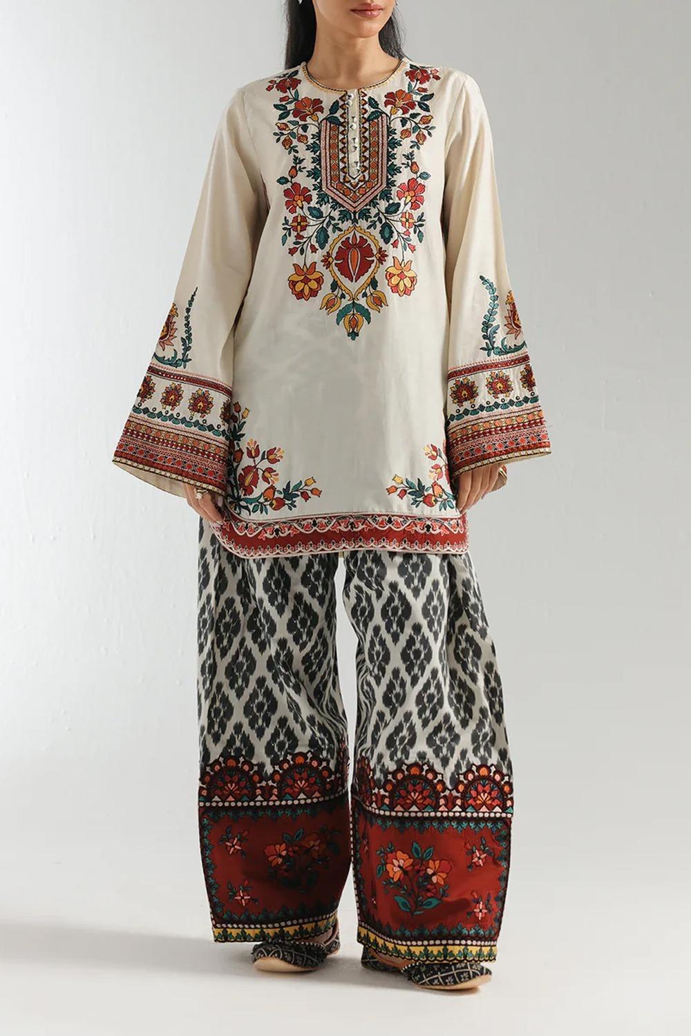 Stylish Women's Stitched Shirt and Trouser Set - 2 Pcs Printed Ensemble