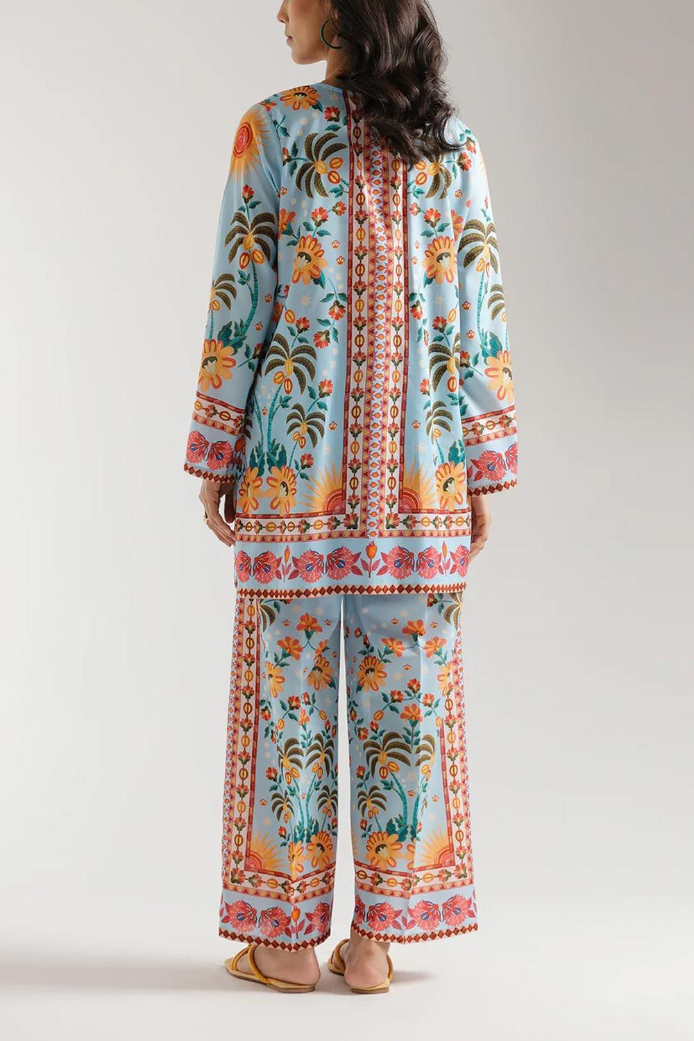 Stylish Printed Shirt and Trouser Set - 2 Pcs