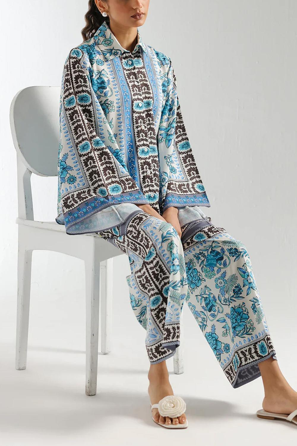 Stylish Printed Shirt and Trouser Set - 2 Pcs